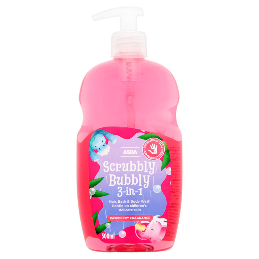 ASDA Scrubbly Bubbly 3-in-1 Raspberry Fragrance Hair, Bath & Body Wash GOODS ASDA   