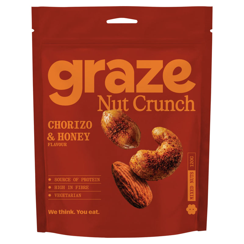 Graze nut medley chorizo honey 120g, imported from the UK
