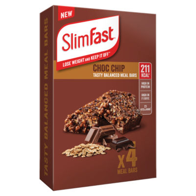 Barres repas SlimFast aux pépites de chocolat, 4 x 60 g