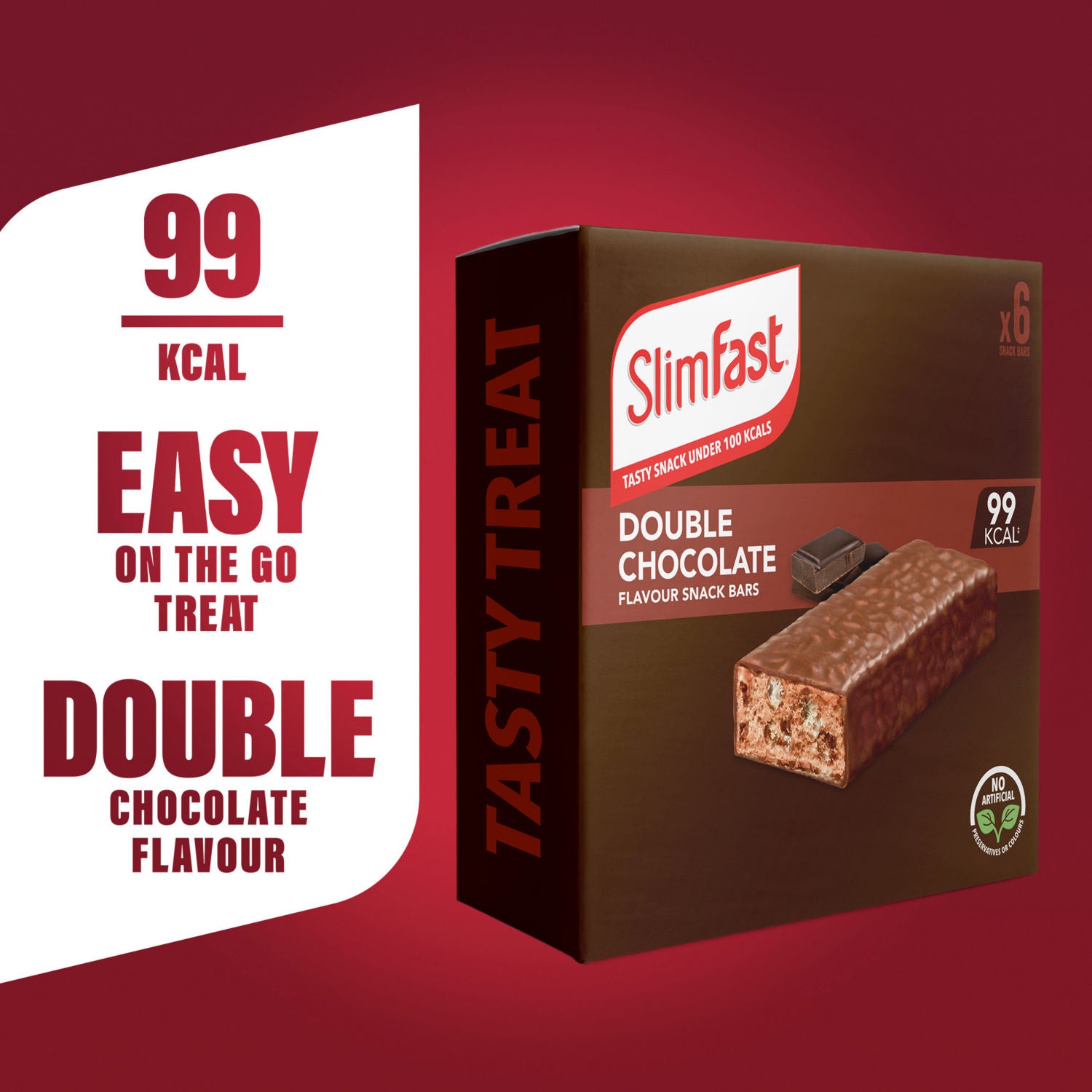 SlimFast double chocolate flavour snack bars 6 bars 25g (British brand)