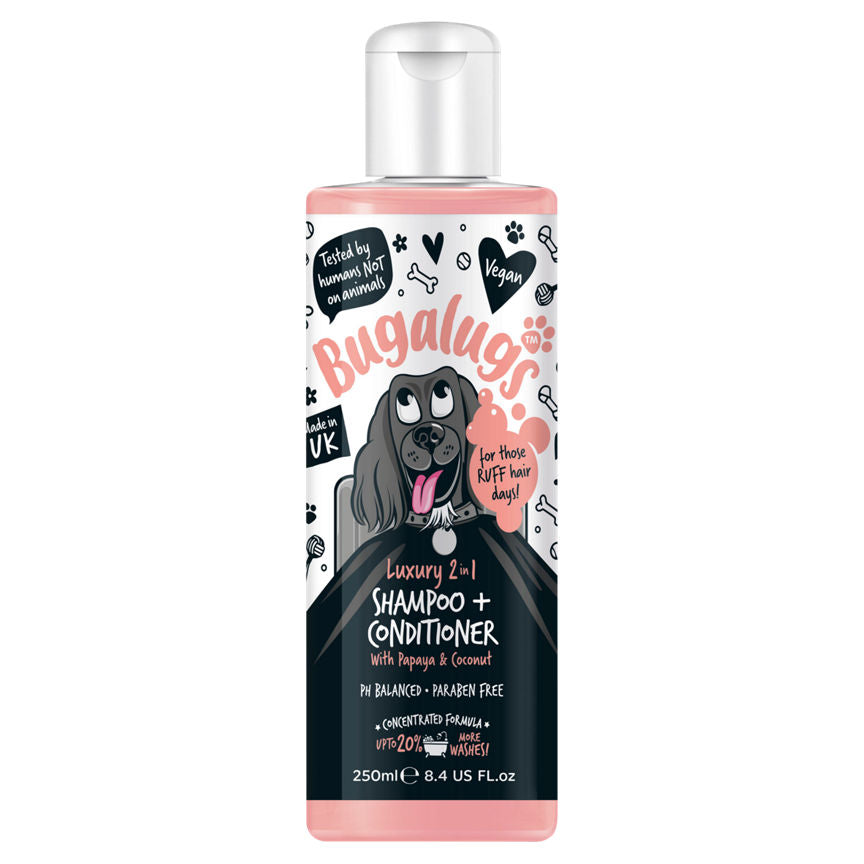 Bugalugs Luxury 2 in 1 Shampoo + Conditioner with Papaya & Coconut 250ml GOODS ASDA   