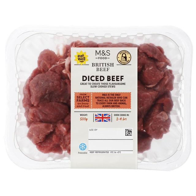 M&S Select Farms Diced British Beef   500g