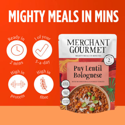 Merchant Gourmet Puy Lentil Bolognese meal 280g - British product
