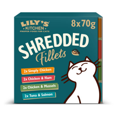 ASDA Lily's Kitchen Shredded Fillets Multipack Adult Wet Cat Food 8 x 70g- Buy online at McGrocer