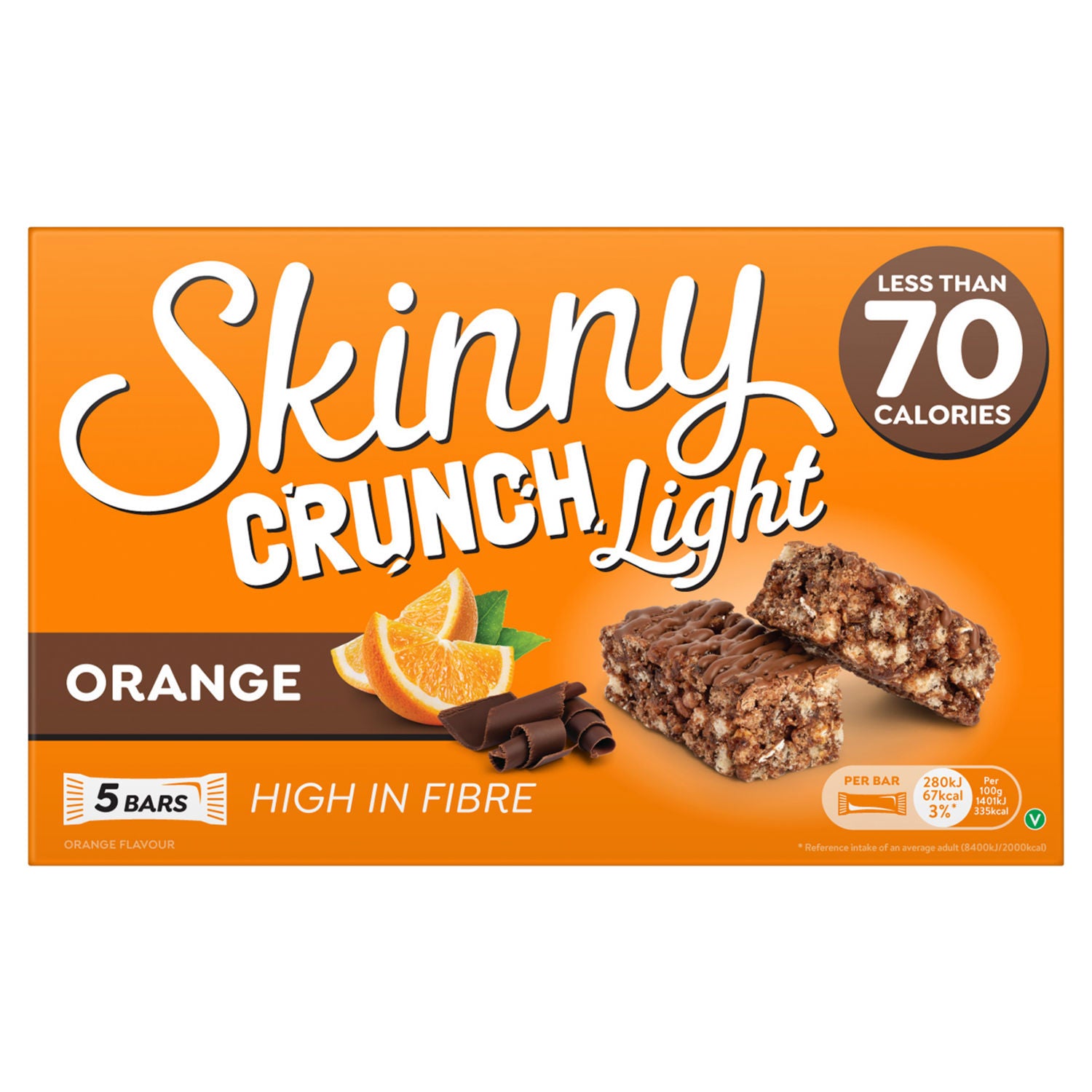 Skinny Crunch Light Orange bars 5 x 20g - British product
