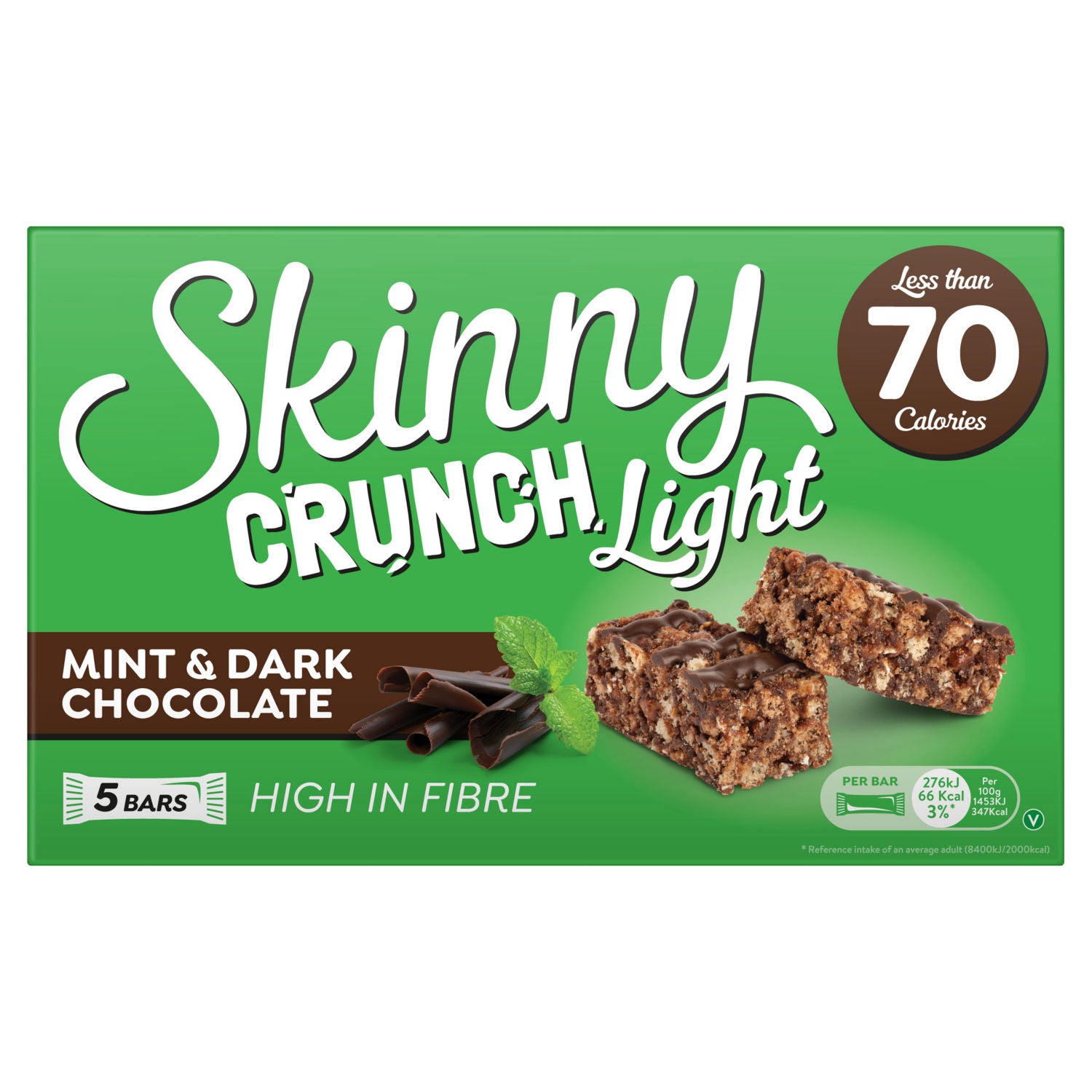 Skinny Crunch Light Mint cereal bars 5x19g, UK version