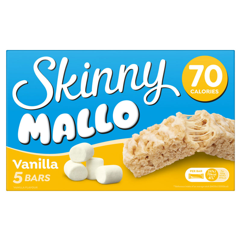 Skinny Brands Mallo vanilla flavour cereal bars 5 x 18g, UK version
