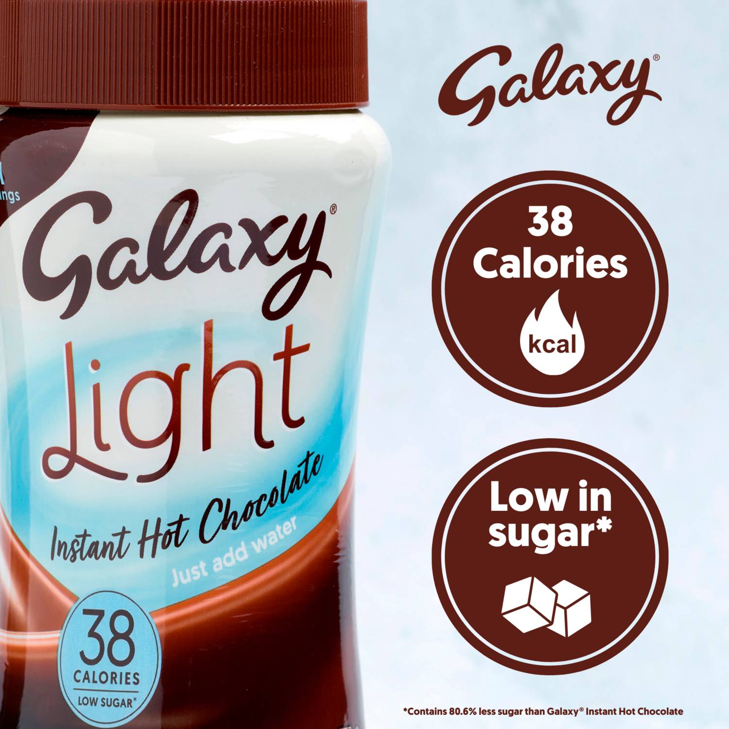 Galaxy light hot chocolate 210g, imported from the UK