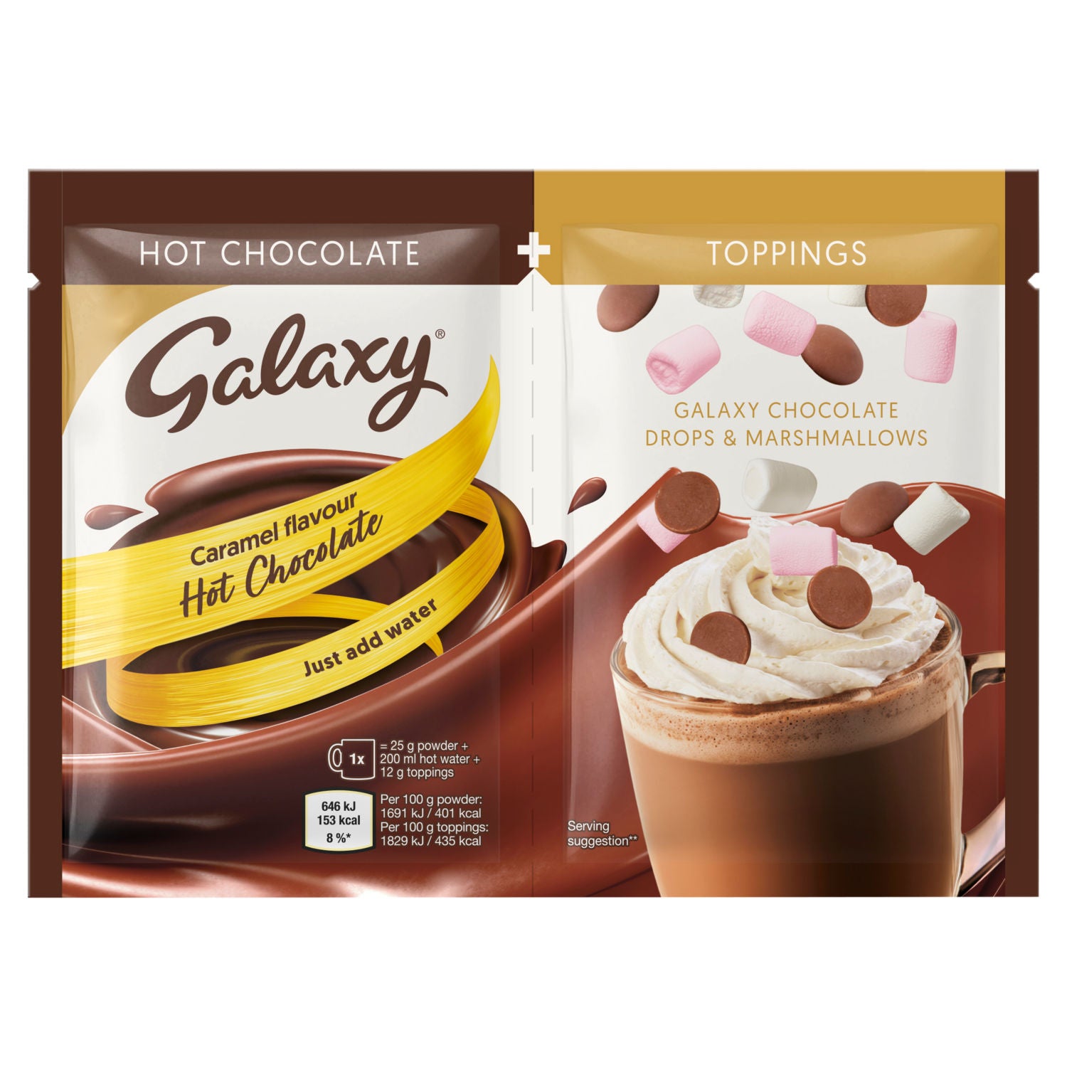 Galaxy caramel hot chocolate with chocolate drops and marshmallows 37g - British product