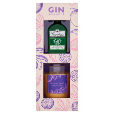 Gin & Candle gift set with miniature gin and candle, UK version