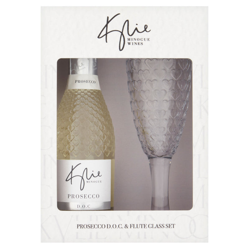 Kylie Minogue prosecco set with flute glasses, imported from the UK