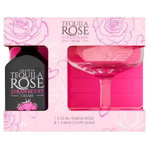 Tequila Rose Strawberry Cream liqueur in Dinkies glass, imported from the UK