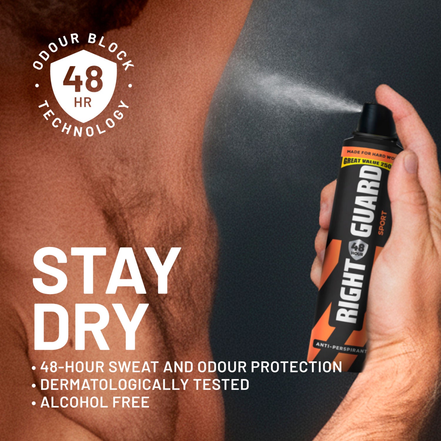 Right Guard Sport Antiperspirant Spray 250ml, imported from the UK