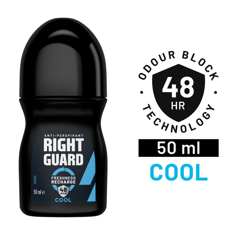 Right Guard Cool antiperspirant deodorant roll on 50ml, imported from the UK