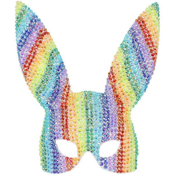 Fever Deluxe Rainbow Jewel Studded Bunny Mask, imported from the UK