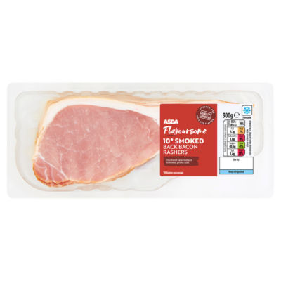 ASDA Flavoursome smoked bacon rashers 300g - British product