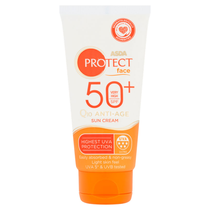 ASDA Protect SPF 50+ Face Q10 Anti-Age Sun Cream GOODS ASDA   