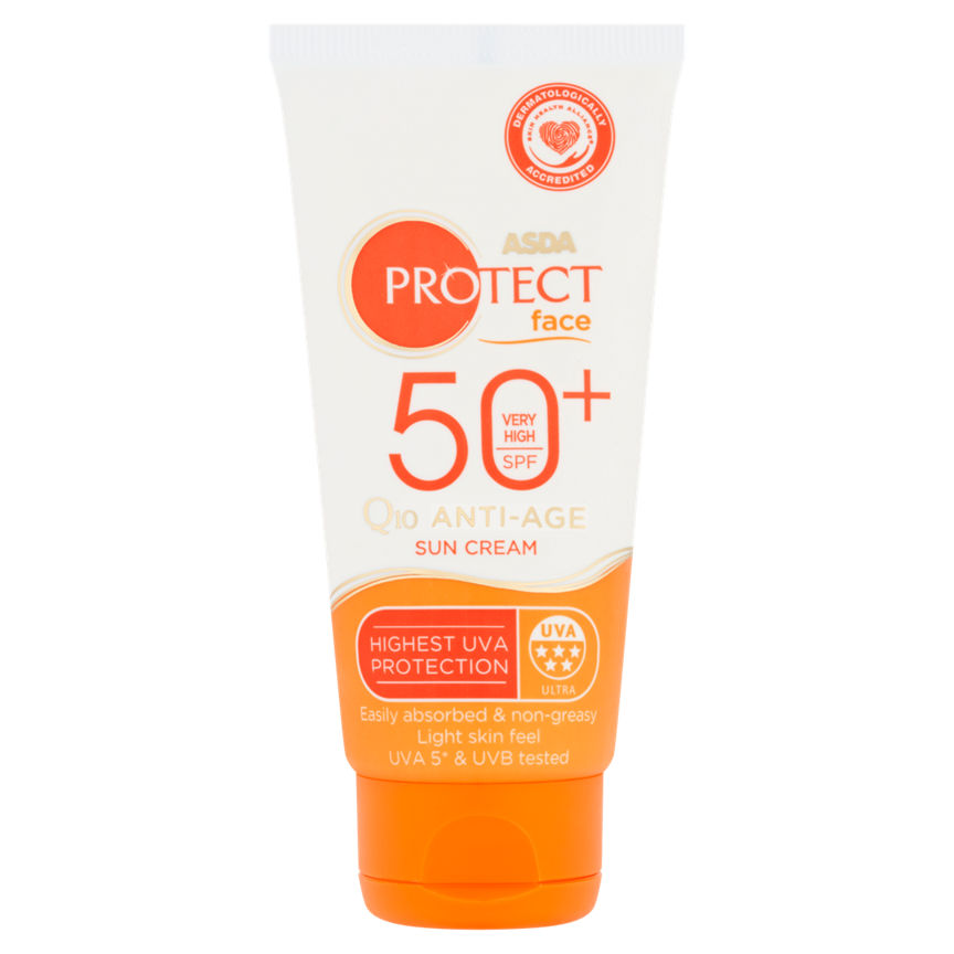 ASDA Protect SPF 50+ Face Q10 Anti-Age Sun Cream