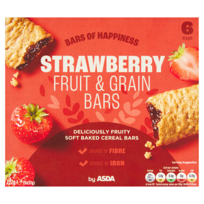 ASDA ASDA Strawberry Fruit and Grain Cereal Bars 6 x 37g- Buy online at McGrocer