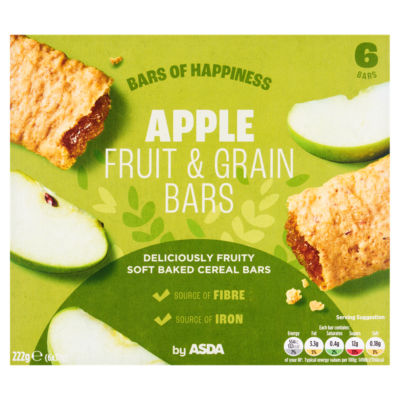 ASDA Apple Frukt Korn Myke Bakte Frokostblandingsbarer 6x37g Pakke