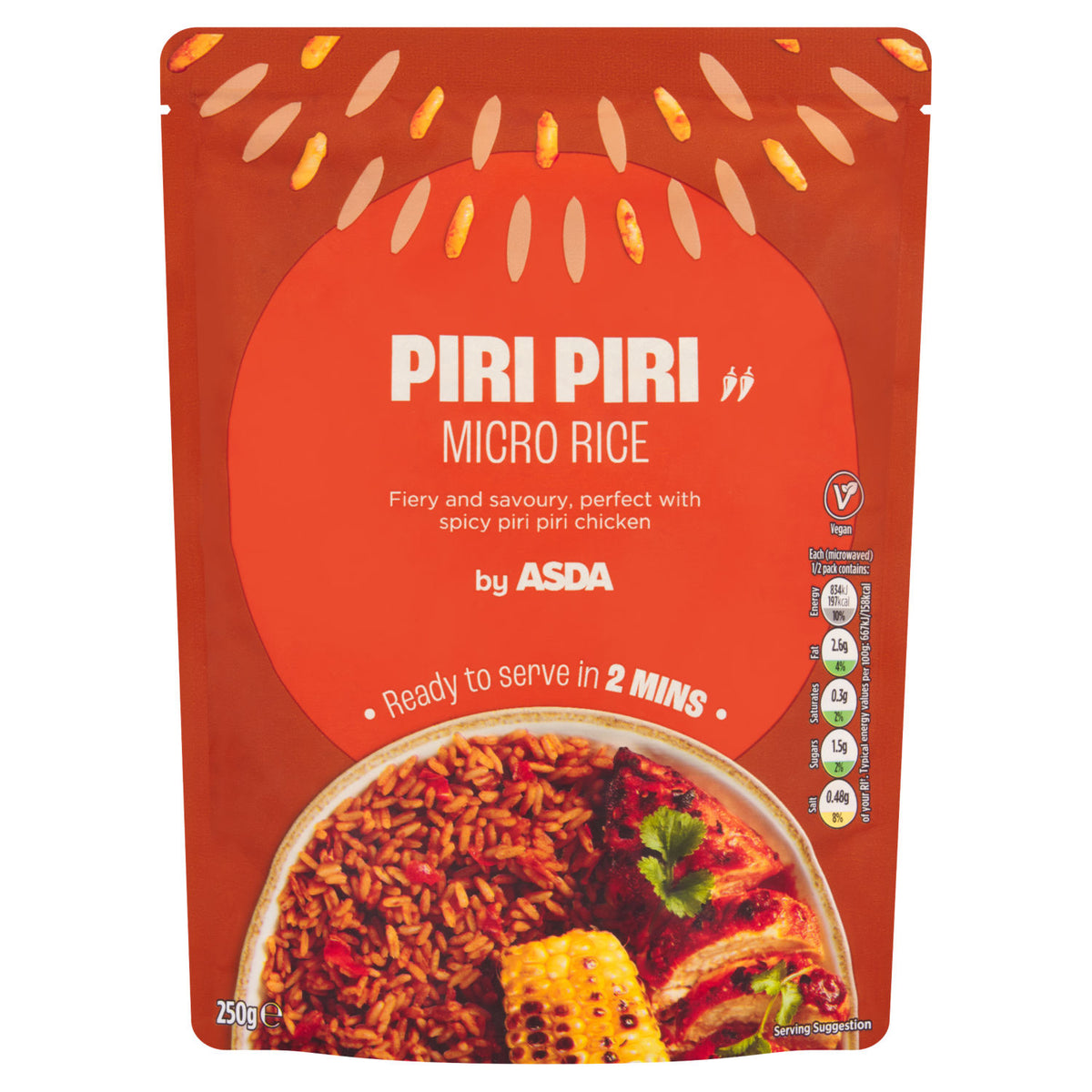 ASDA Piri Piri Microwave Rice 250g - British product