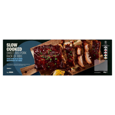 ASDA Côtes de porc BBQ sucrées cuites lentement 600g
