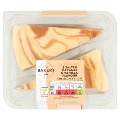 The Bakery at Asda cheesecake slices salted caramel vanilla (British brand)