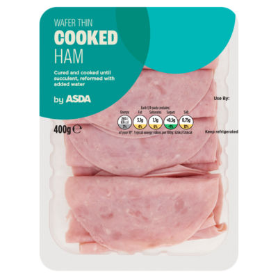 ASDA Wafer Thin Kokt skinke Deli kjøtt 400g