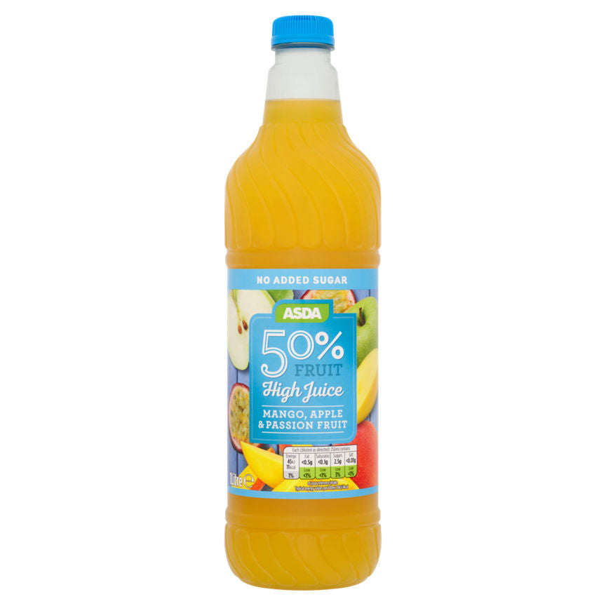 ASDA 50% Fruit High Juice Mango, Apple & Passion Fruit Cordial GOODS ASDA   