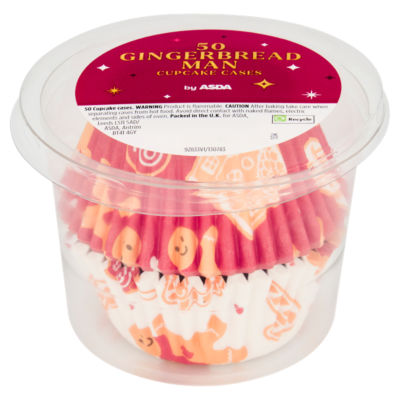 ASDA Gingerbread Man cupcake cases pack of 50 (British brand)