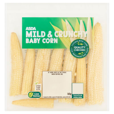 ASDA Mild & Crunch baby corn sweetcorn 145g - British product