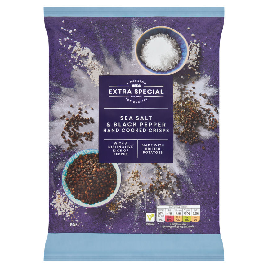 ASDA Extra Special Sea Salt & Black Pepper Hand Cooked Sharing Crisps