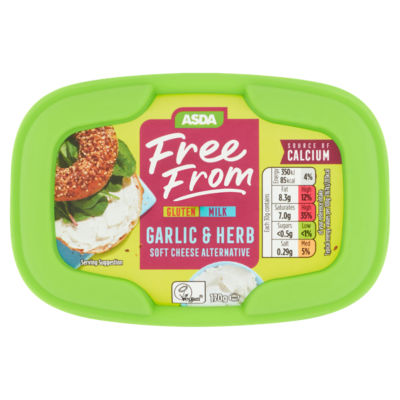 Fromage alternatif ASDA sans gluten, saveur ail et fines herbes, 170 g