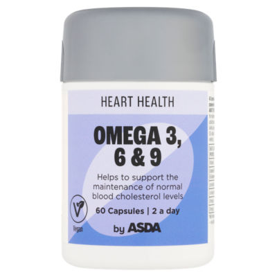 ASDA ASDA Heart Health Omega 3 6 & 9 Food Supplement 60 Capsules- Buy online at McGrocer