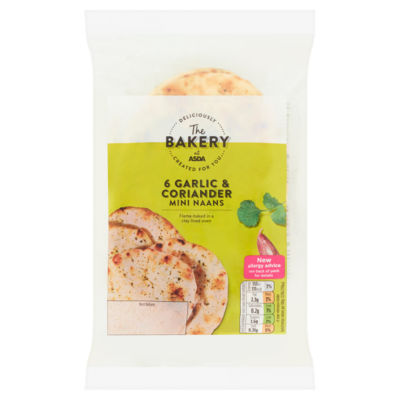 The BAKERY at ASDA 6 Garlic  Coriander Mini Naans
