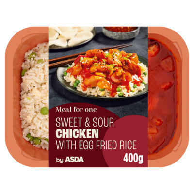 ASDA Süß-saures Hähnchen mit gebratenem Reis und Ei, Mahlzeit für 1 Person (400 g)
