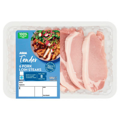شرائح لحم خنزير طرية من ASDA، عبوة 6 قطع، 600 جرام، مبردة - اشترِ عبر الإنترنت من McGrocer