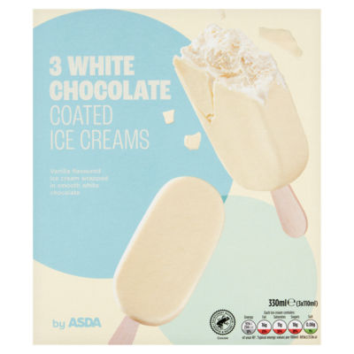ASDA White Chocolate Coated Ice Creams Vanilla 3 Pack 330ml