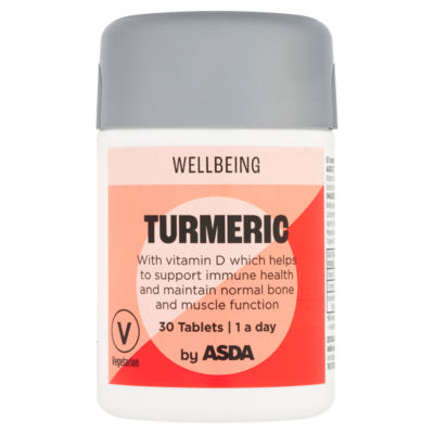 ASDA Wellbeing 1 a day Turmeric and Vitamin D tablets 30 tablets - British product