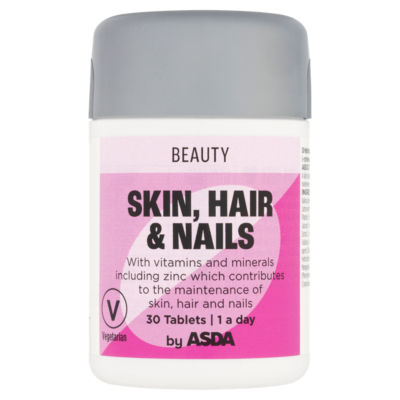 ASDA Beauty Skin Hair & Nails multivitamin supplement 30 tablets - British product