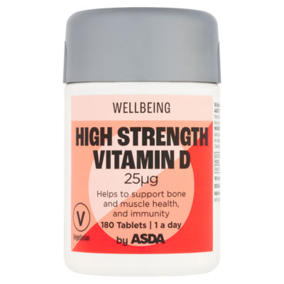ASDA ASDA Wellbeing High Strength Vitamin D3 25µg 180 Tablets- Buy online at McGrocer