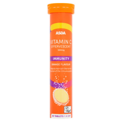 ASDA ASDA Immunity Vitamin C Orange Flavour Effervescent Tablets 20 Tablets- Buy online at McGrocer