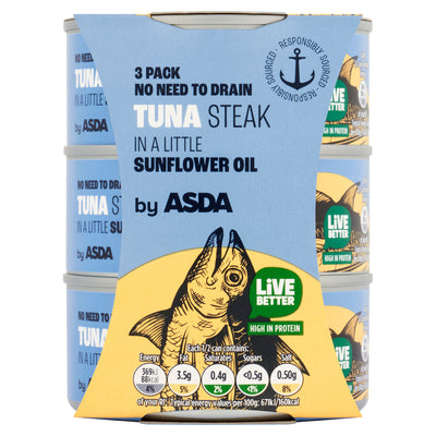ASDA ASDA Tuna Steak in Sunflower Oil 3 x 110g (330g)- Buy online at McGrocer