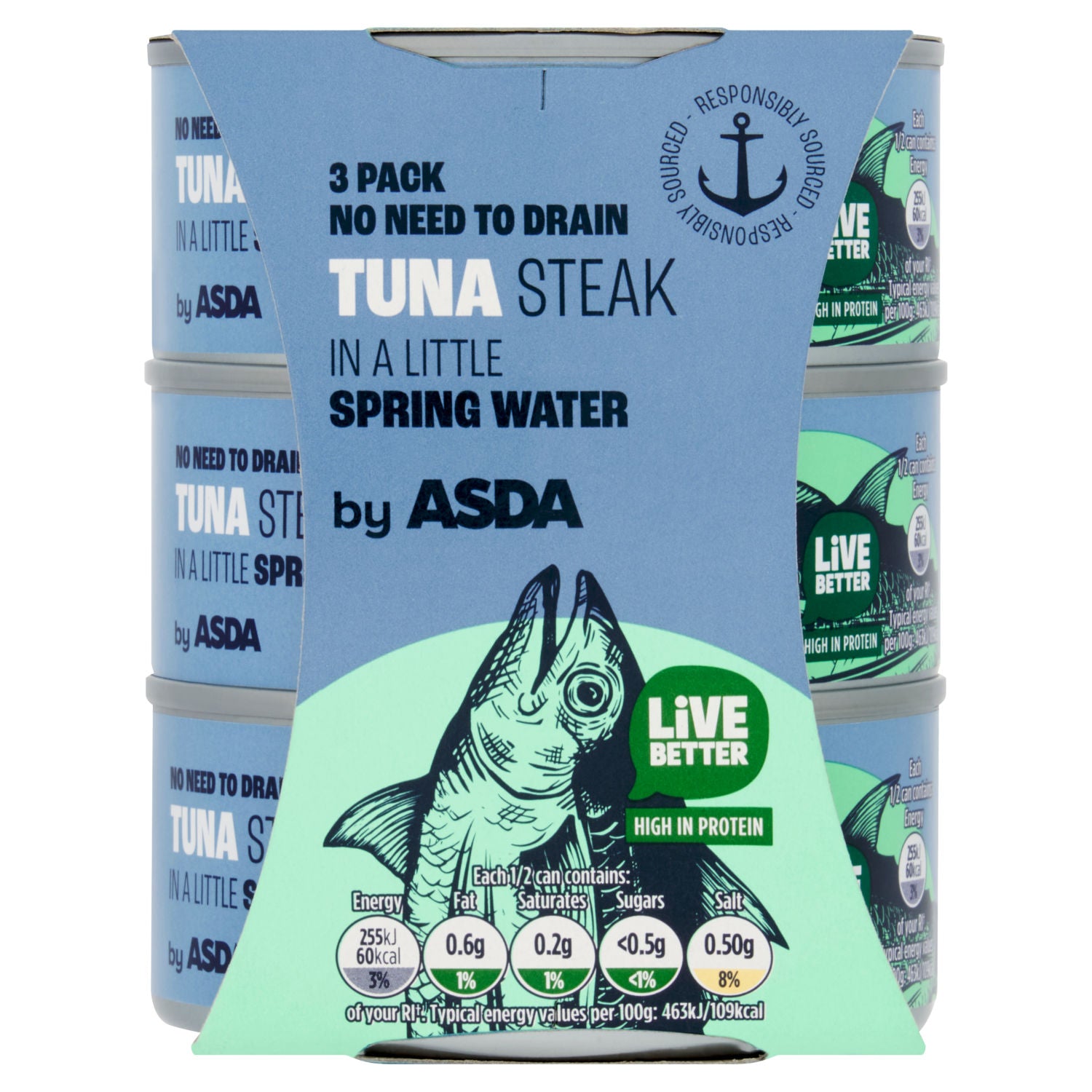 ASDA tuna steak in spring water 330g, UK version