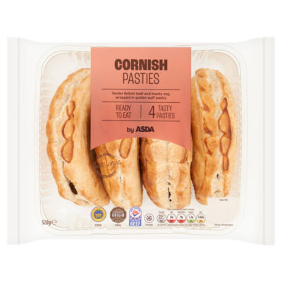 ASDA Cornish Pasties 4 pack 520g - British product