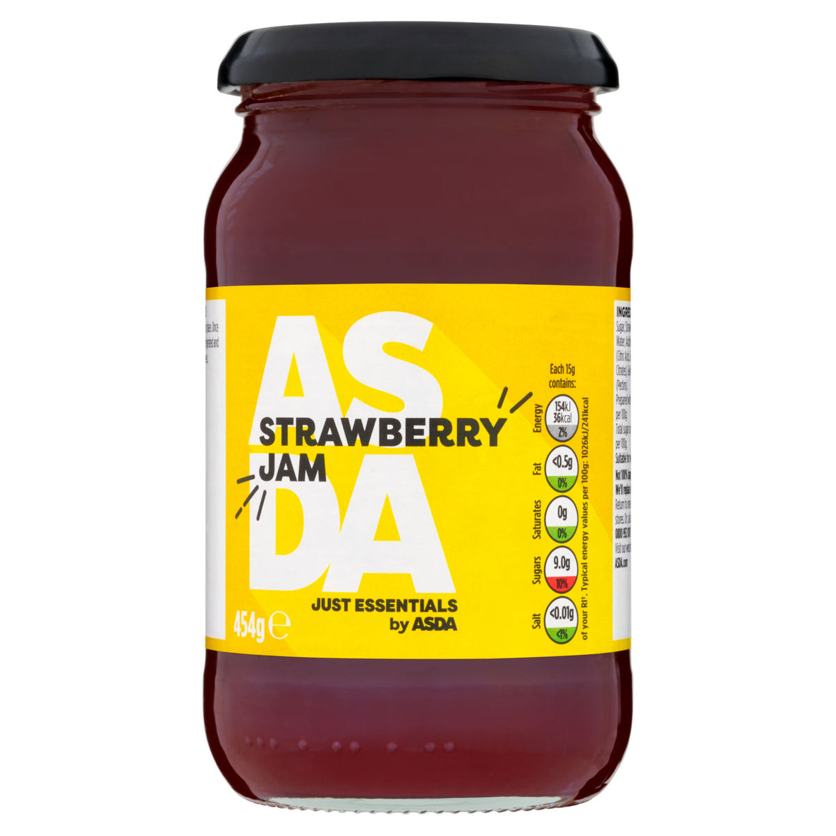 Asda Just Essentials strawberry jam 454g (British brand)