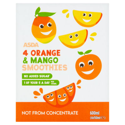 ASDA Appelsin og Mango Smoothie for Barn 4 x 150 ml