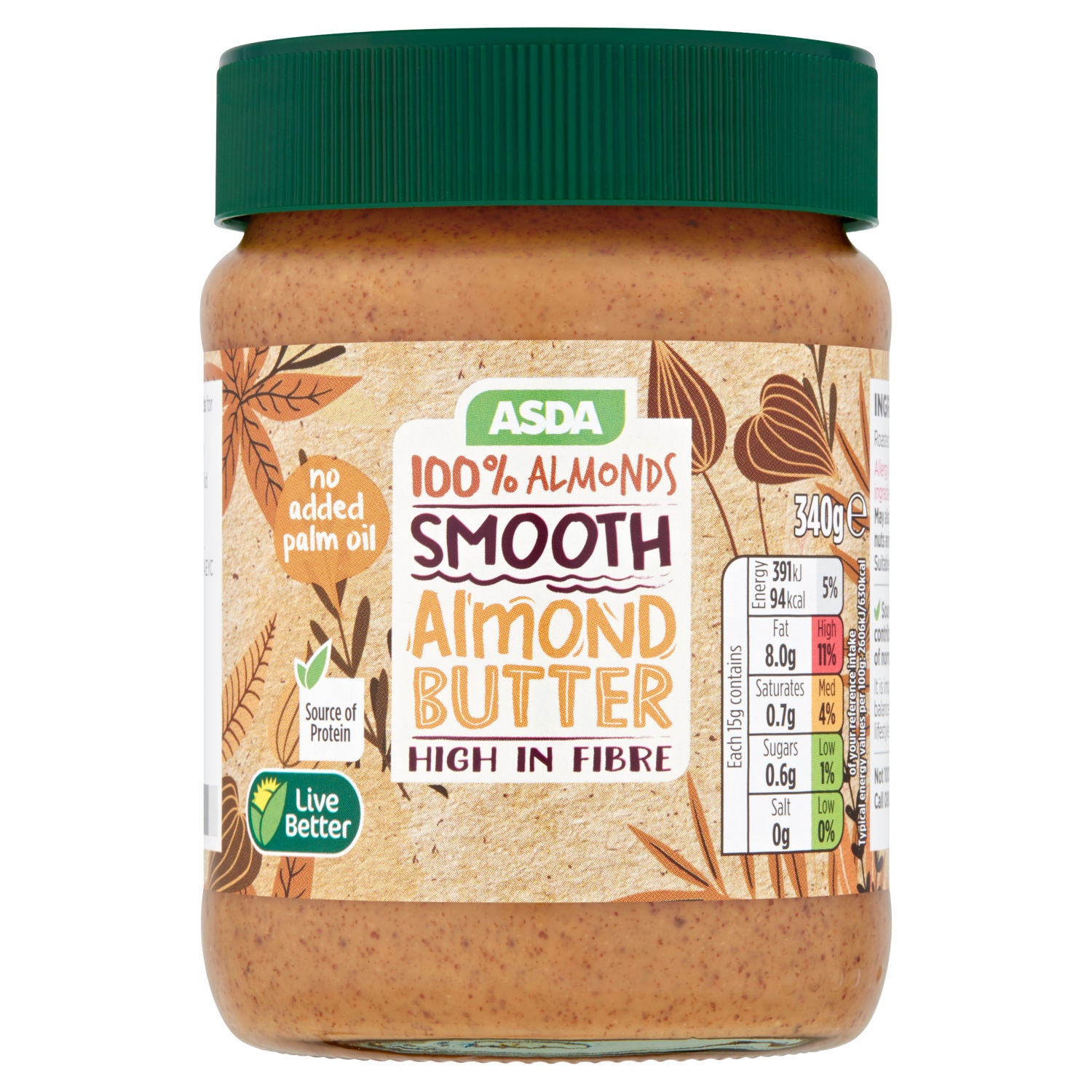 ASDA smooth almond butter 340g, UK version