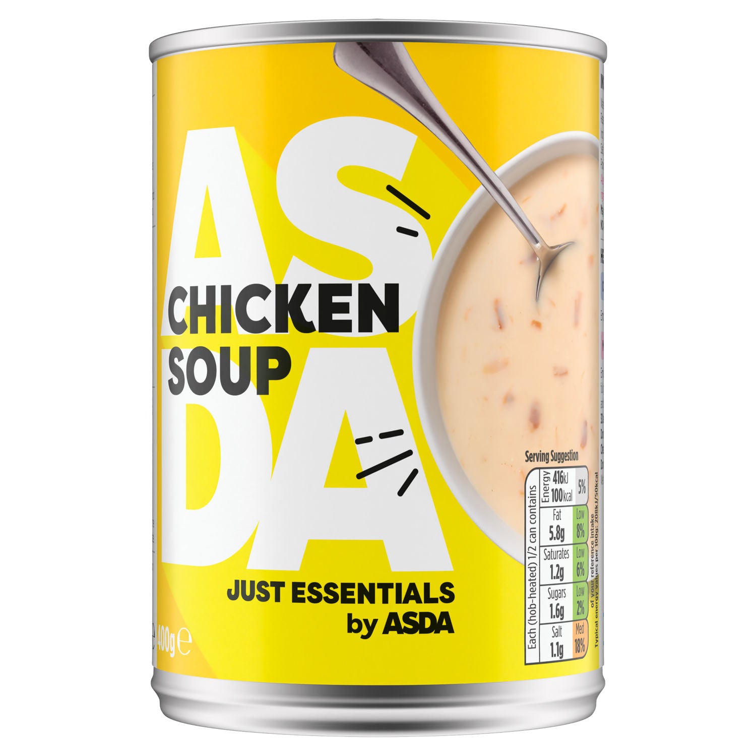Just Essentials chicken soup 400g can, imported from the UK