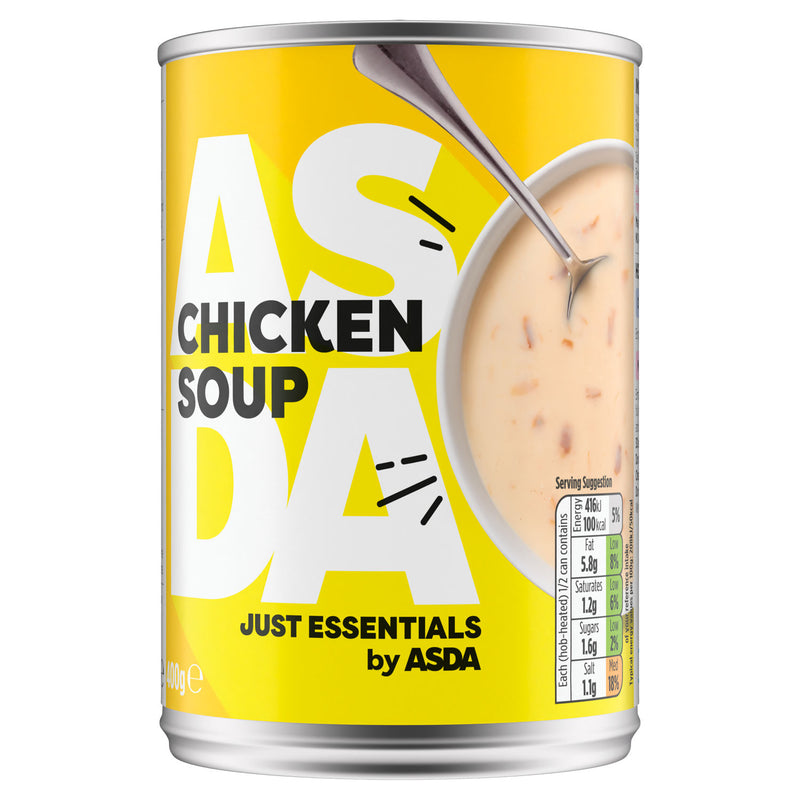 Just Essentials chicken soup 400g can, imported from the UK